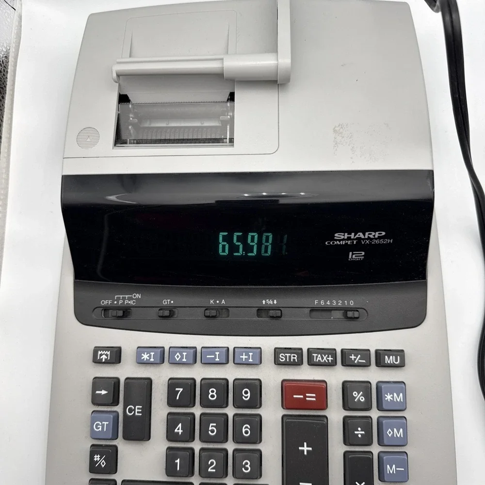 Sharp Compet VX 2652H Electronic Calculator with Printer 12 Digit Gray